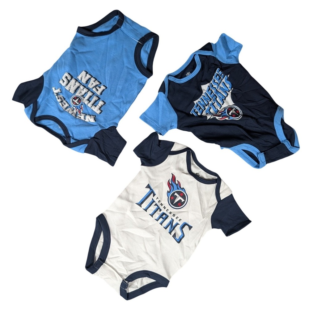 NFL Team Apparel Tennessee Titans Baby Bodysuits 3 Pack Navy Blue White